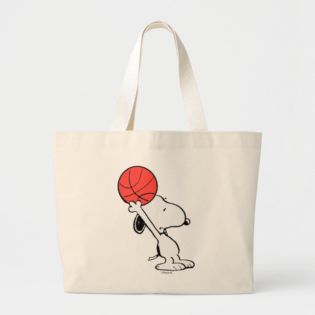 Snoopy Varsity Sports Basketball Large Tote Bag (Front)