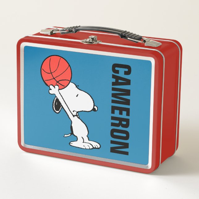 Snoopy Varsity Sports Basketball Metal Lunch Box (Front)