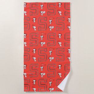 Snoopy Varsity Sports Pattern Beach Towel