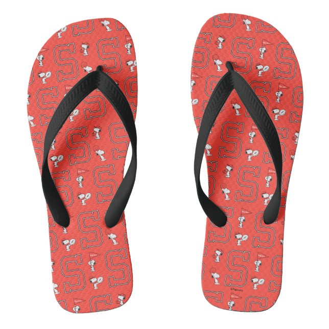 Snoopy Varsity Sports Pattern Flip Flops (Footbed)