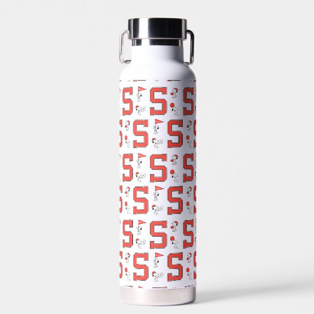 Snoopy Varsity Sports Pattern Water Bottle (Front)