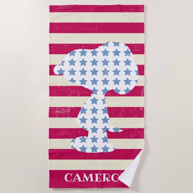 Snoopy Vintage Stars & Stripes Beach Towel (Front)