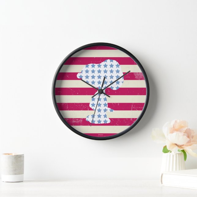 Snoopy Vintage Stars & Stripes Clock (Home)