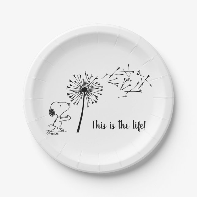 Snoopy With Dandelion Paper Plate (Front)