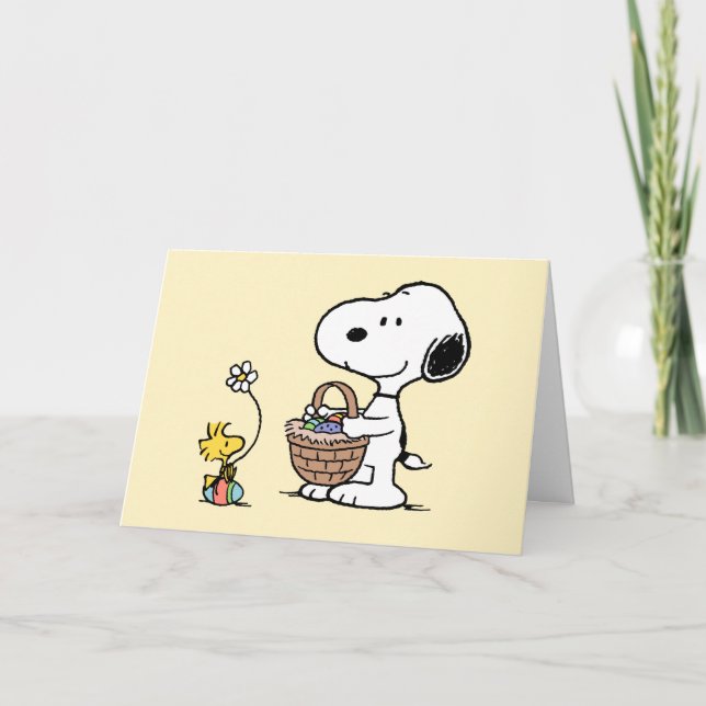 Snoopy & Woodstock | Bonne carte de vacances de Pâ (Devant)