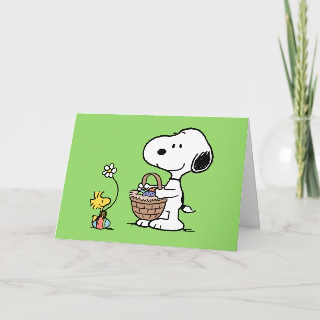 Snoopy & Woodstock | Carte de vœux de Pâques joyeu (Devant)