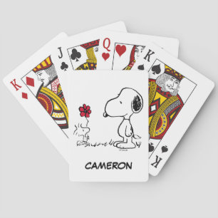 Snoopy & Woodstock Cartes de jeu rouges et noires