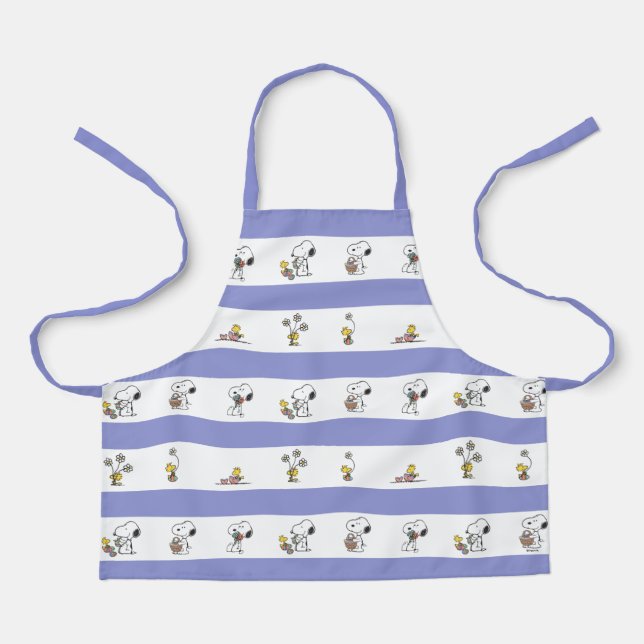 Snoopy & Woodstock Easter Stripe Pattern Apron (Front)