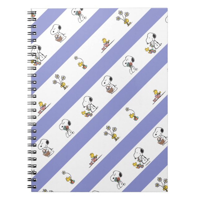 Snoopy & Woodstock Easter Stripe Pattern Notebook (Front)