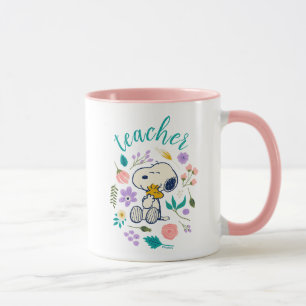 Snoopy & Woodstock Flower Hug Teacher Mug