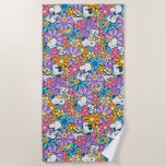 Snoopy & Woodstock Flower Pattern Beach Towel<br><div class="desc">Check out this groovy Peanuts pattern featuring Snoopy and Woodstock.</div>