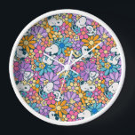 Snoopy & Woodstock Flower Pattern Clock<br><div class="desc">Check out this groovy Peanuts pattern featuring Snoopy and Woodstock.</div>