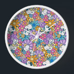 Snoopy & Woodstock Flower Pattern Clock<br><div class="desc">Check out this groovy Peanuts pattern featuring Snoopy and Woodstock.</div>
