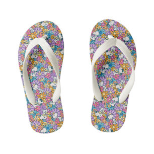 Snoopy & Woodstock Flower Pattern Kid's Flip Flops