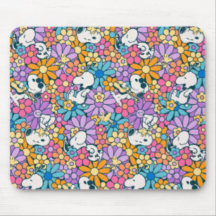 Snoopy & Woodstock Flower Pattern Mouse Pad