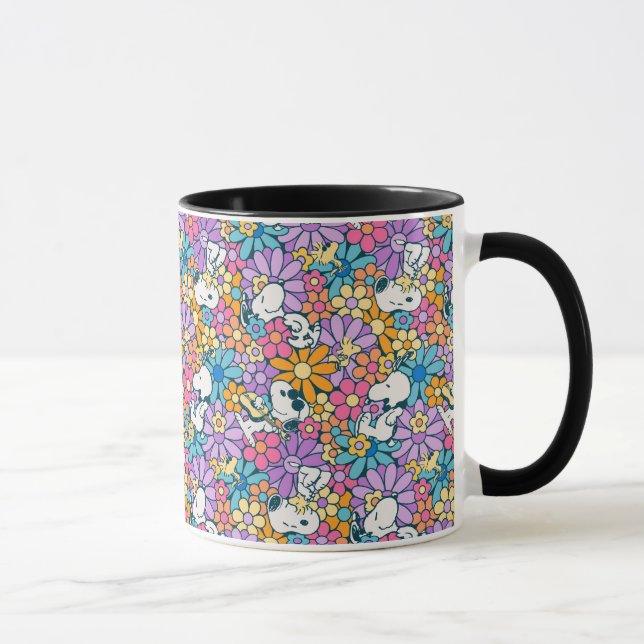 Snoopy & Woodstock Flower Pattern Mug (Right)