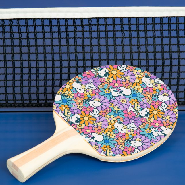 Snoopy & Woodstock Flower Pattern Ping Pong Paddle (Insitu)