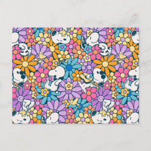 Snoopy & Woodstock Flower Pattern Postcard