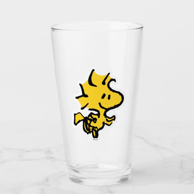 Snoopy & Woodstock Fun & Flowers Glass (Front)