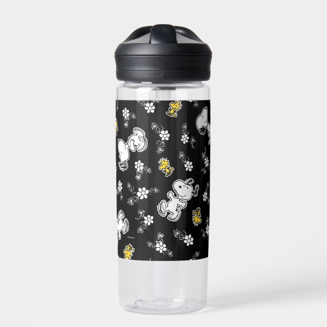 Snoopy & Woodstock Fun & Flowers Water Bottle (Front)