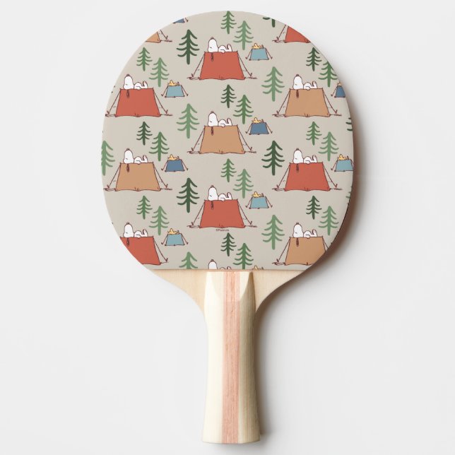 Snoopy & Woodstock Go Camping Pattern Ping Pong Paddle (Front)