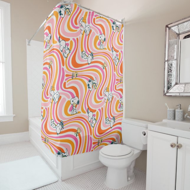 Snoopy & Woodstock Groovy Vibes Orange Pattern (In Situ)