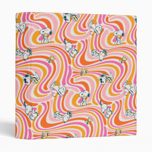 Snoopy & Woodstock Groovy Vibes Orange Pattern Binder