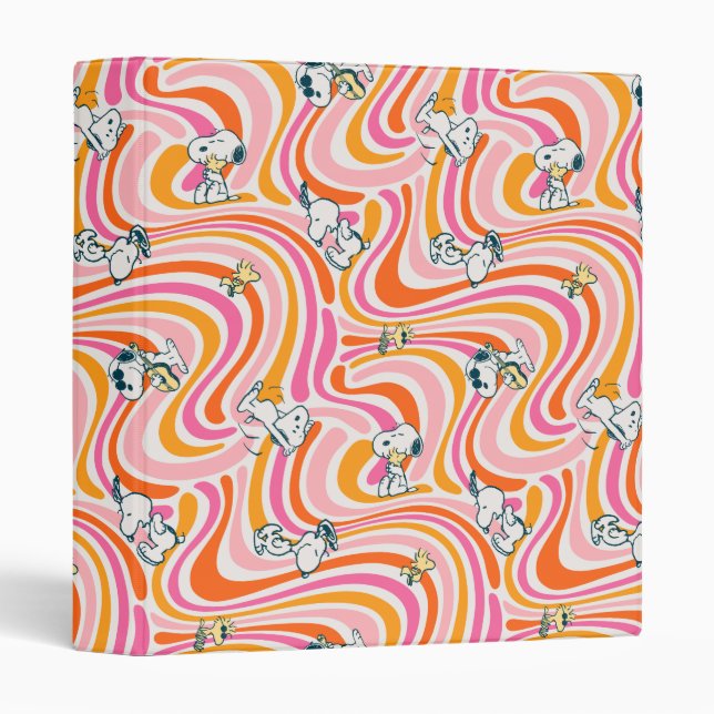 Snoopy & Woodstock Groovy Vibes Orange Pattern Binder (Front/Spine)