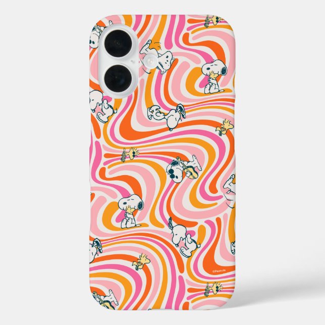 Snoopy & Woodstock Groovy Vibes Orange Pattern Case-Mate iPhone Case (Back)