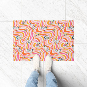 Snoopy & Woodstock Groovy Vibes Orange Pattern Doormat