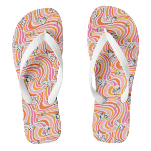 Snoopy & Woodstock Groovy Vibes Orange Pattern Flip Flops