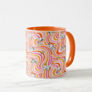Snoopy & Woodstock Groovy Vibes Orange Pattern Mug