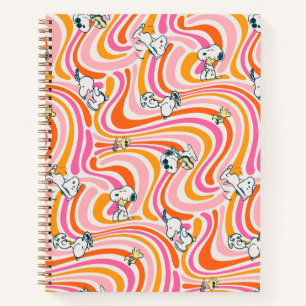Snoopy & Woodstock Groovy Vibes Orange Pattern Notebook