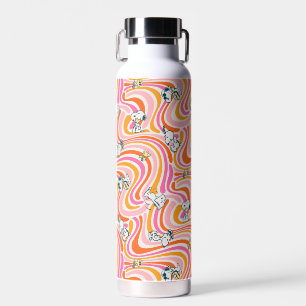 Snoopy & Woodstock Groovy Vibes Orange Pattern Water Bottle