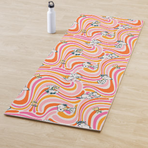 Snoopy & Woodstock Groovy Vibes Orange Pattern Yoga Mat