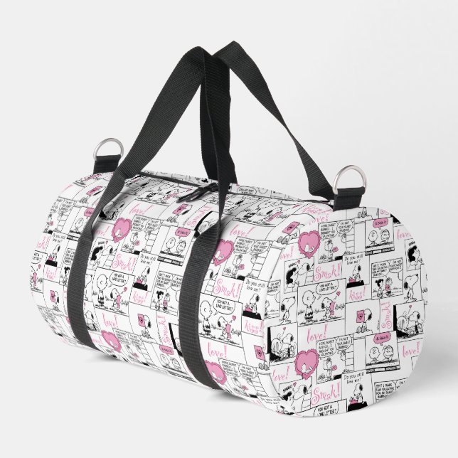 Snoopy & Woodstock Groovy Vibes Purple Pattern Duffle Bag (Left Corner)