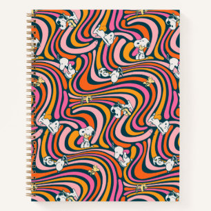 Snoopy & Woodstock Groovy Vibes Purple Pattern Notebook