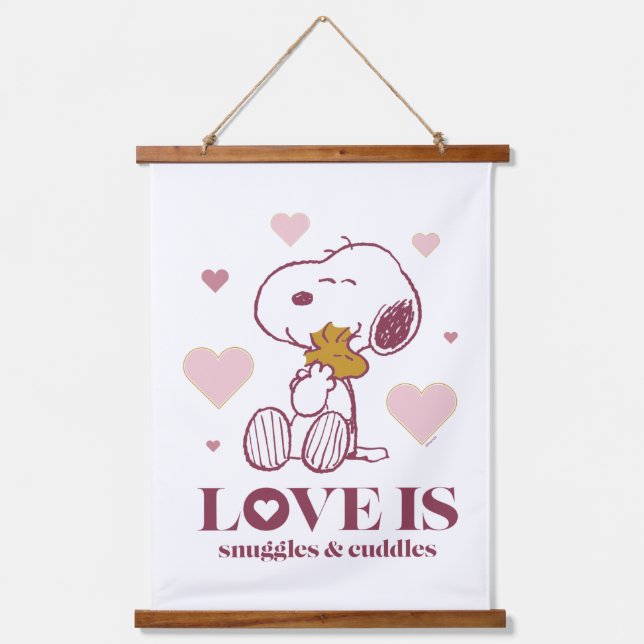 Snoopy & Woodstock - Love is Snuggles & Cuddles Hanging Tapestry (Front)