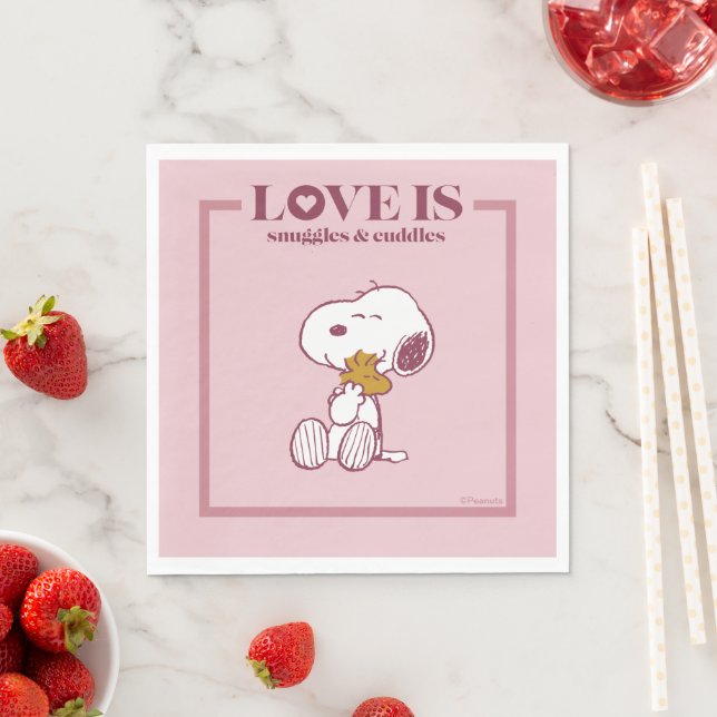 Snoopy & Woodstock - Love is Snuggles & Cuddles Napkin (Insitu)