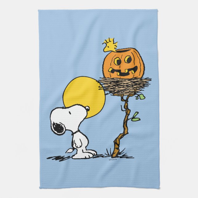 Snoopy & Woodstock Nest With Jack O' Lantern Kitchen Towel (Vertical)