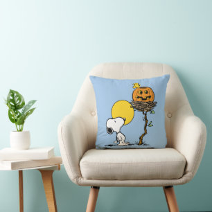 Snoopy & Woodstock Nest With Jack O' Lantern Throw Pillow