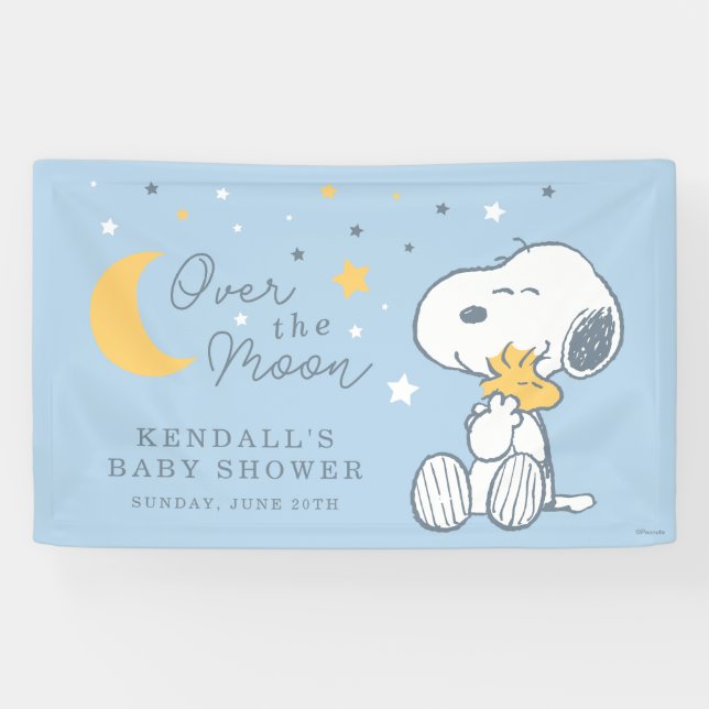 Snoopy & Woodstock | Over the Moon Baby Shower Banner (Horizontal)