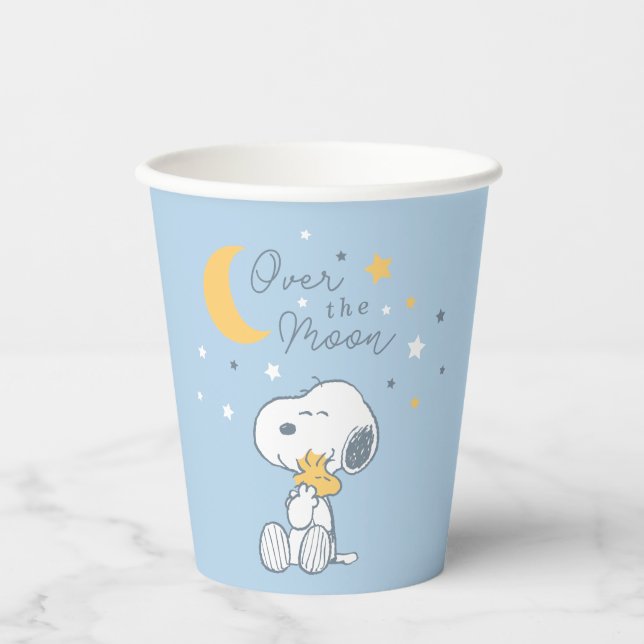 Snoopy & Woodstock | Over the Moon Baby Shower Pap Paper Cups (Front)