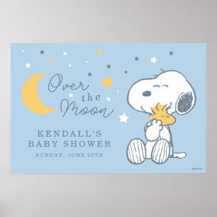 Snoopy & Woodstock   Over the Moon Baby Shower Pos Poster