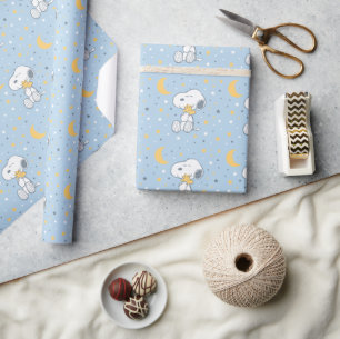 Snoopy & Woodstock   Over the Moon Baby Shower Wra Wrapping Paper