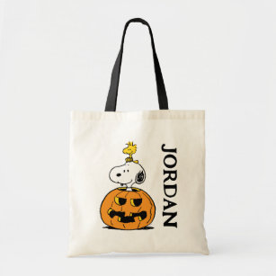 Snoopy & Woodstock Pumpkin Tote Bag