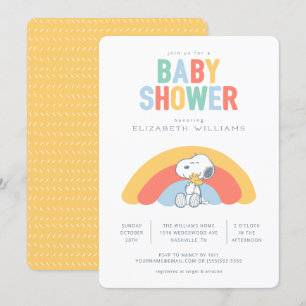 Snoopy & Woodstock Rainbow Baby Shower Invitation