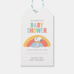 Snoopy & Woodstock Rainbow Baby Shower Thank You Gift Tags