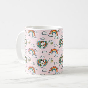 Snoopy & Woodstock Rainbow Heart Pattern Coffee Mug