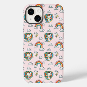Snoopy & Woodstock Rainbow Heart Pattern iPhone 14 Case